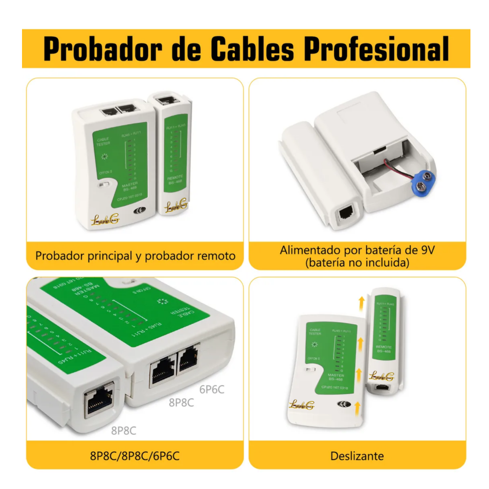 Foto 5 pulgar | Kit De Pinzas Ponchadora De Cable Lab.g  Crimpadora Rj45 Cat5/6 Negro Amarillo