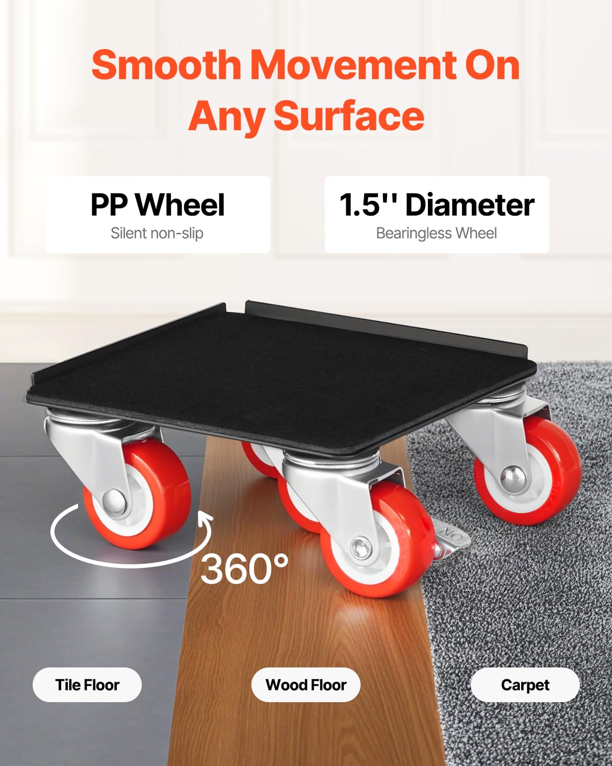 Foto 4 | Furniture Dolly Vevor Carga Máxima 544,31 Kg Con 5 Ruedas - Venta Internacional.