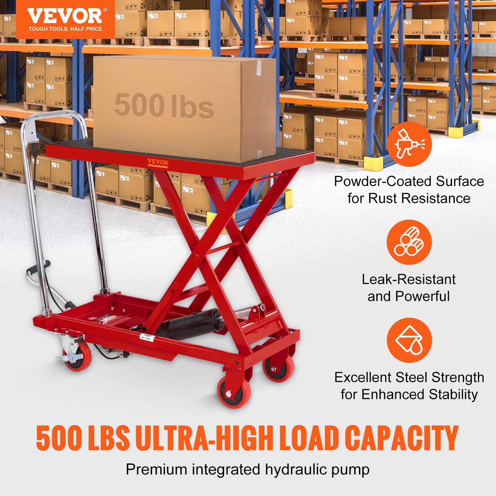 Foto 3 pulgar | Carrito Elevador Hidráulico Vevor, 500 Libras, Capacidad 28,5 Cm, Rojo - Venta Internacional.