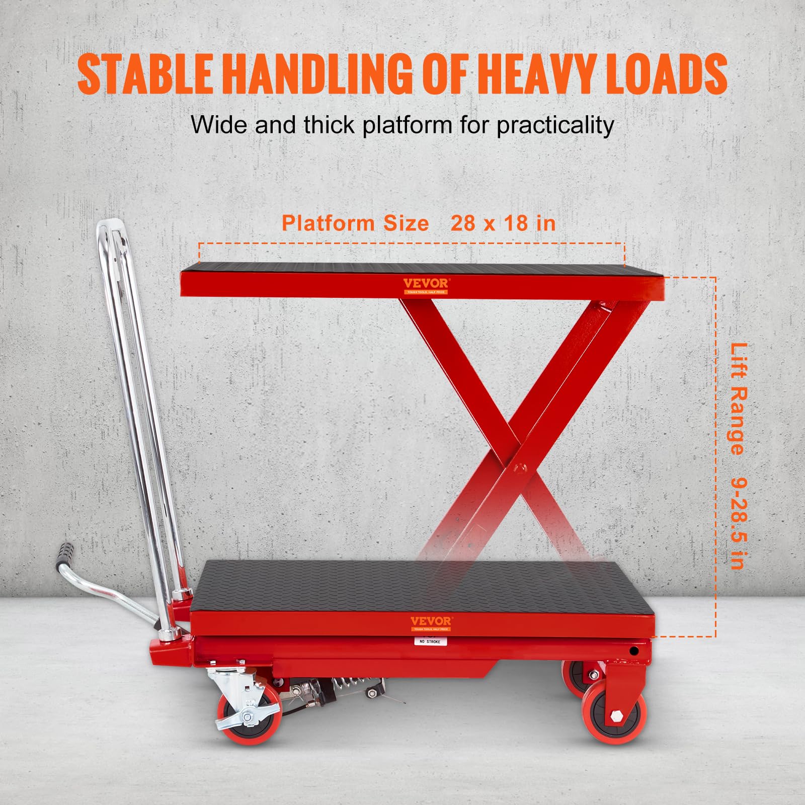 Foto 3 | Carrito Elevador Hidráulico Vevor, 500 Libras, Capacidad 28,5 Cm, Rojo - Venta Internacional.