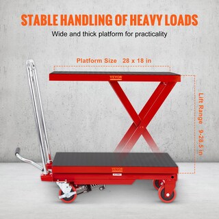 Foto 3 | Carrito Elevador Hidráulico Vevor, 500 Libras, Capacidad 28,5 Cm, Rojo - Venta Internacional.