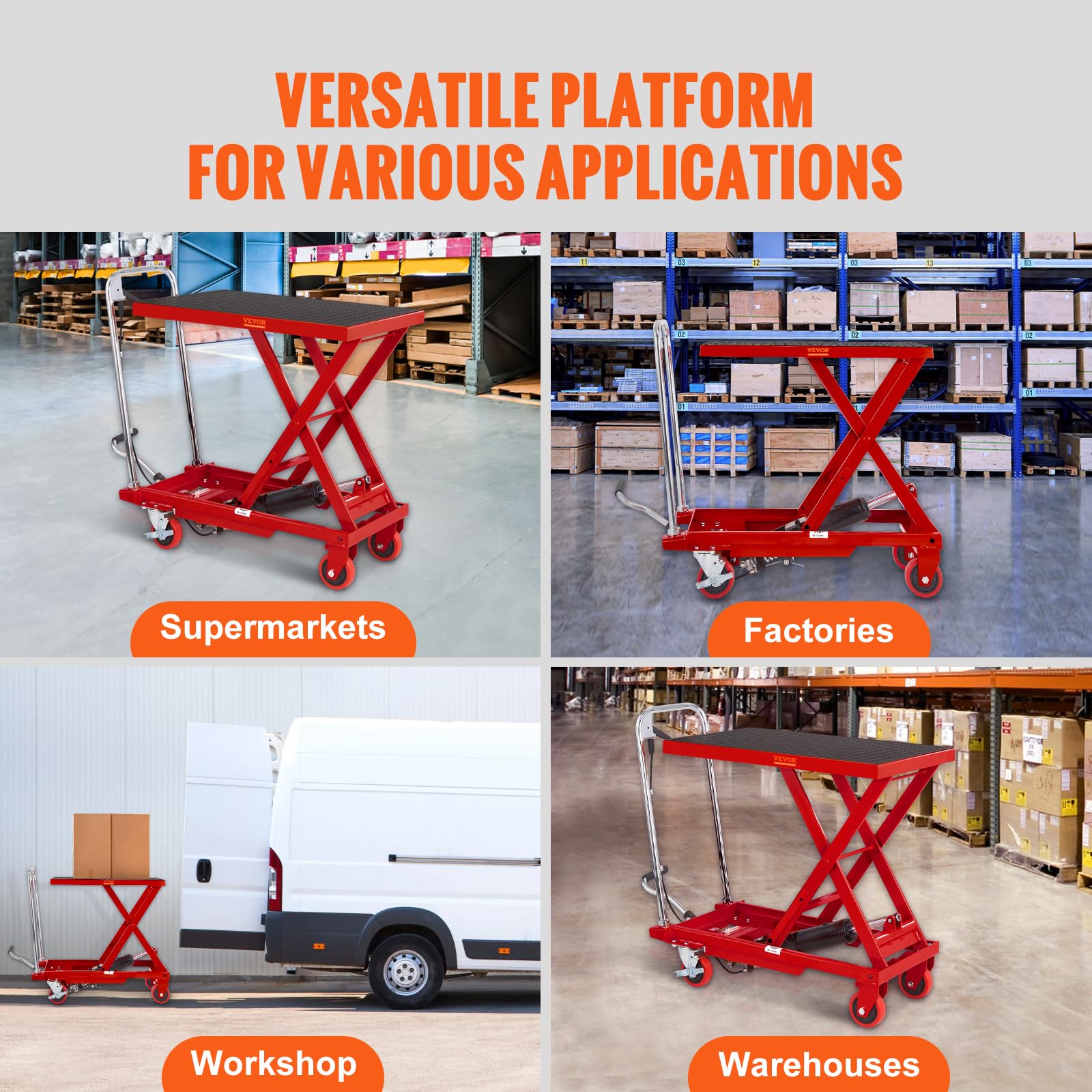 Foto 7 | Carrito Elevador Hidráulico Vevor, 500 Libras, Capacidad 28,5 Cm, Rojo - Venta Internacional.