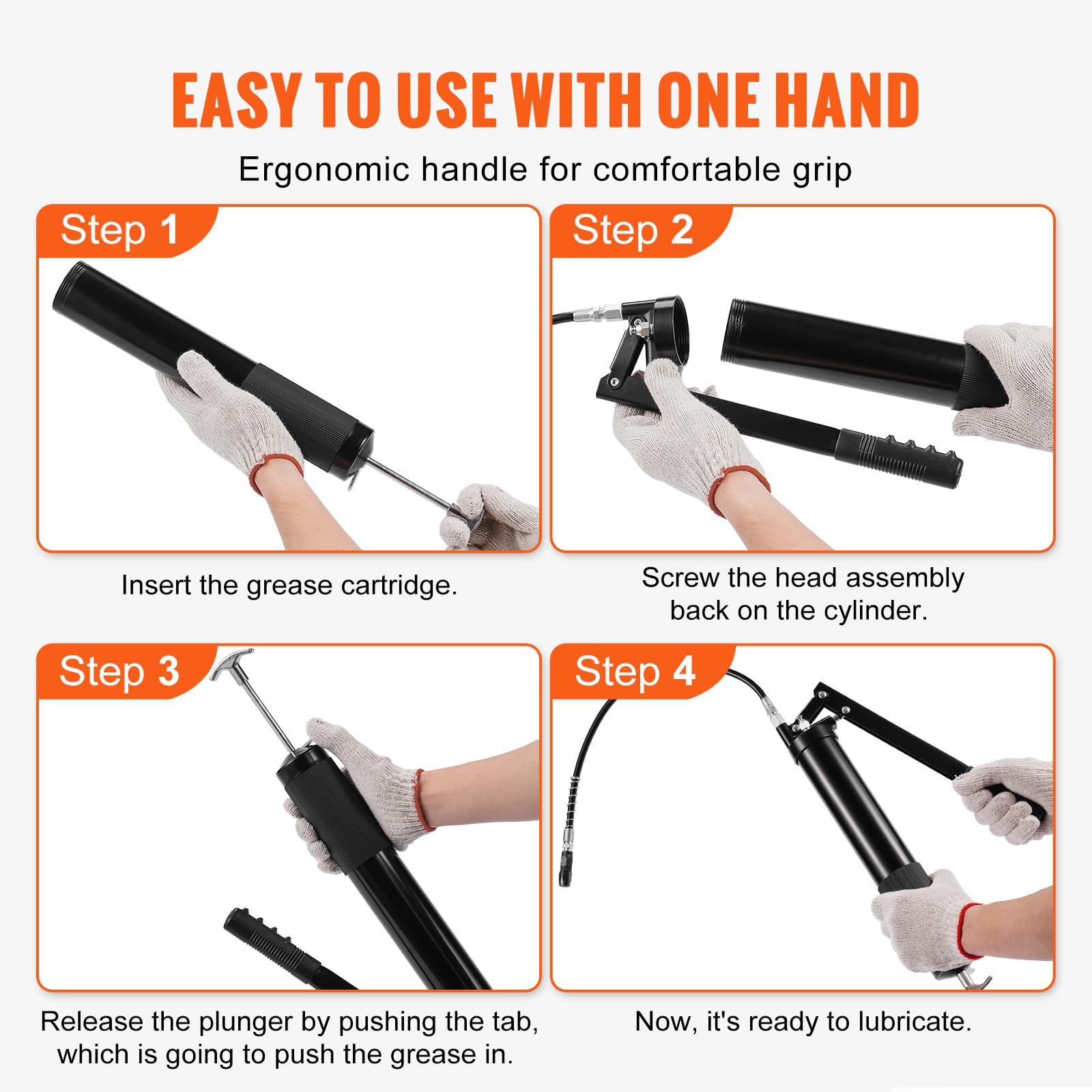 Foto 6 pulgar | Pistola Engrasadora Vevor De 10000 Psi Para Uso Pesado Con Carga De 600 Ml - Venta Internacional.