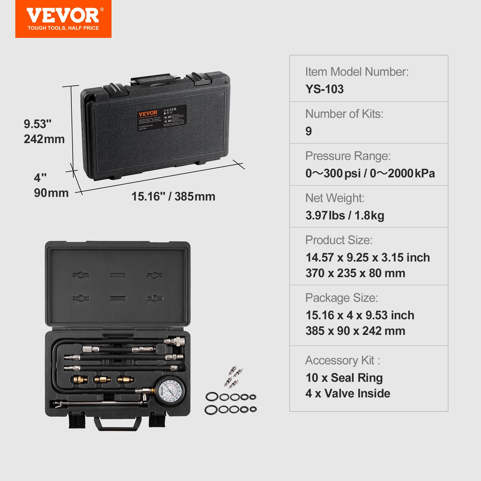 Foto 8 pulgar | Kit Adaptador De Comprobador De Compresión Vevor Para Cilindro De Motor - Venta Internacional.