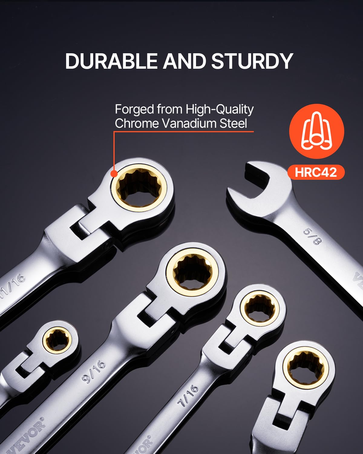 Foto 5 pulgar | Juego De Llaves Vevor Flex-head Ratcheting De 8 Piezas Sae 5/16 A 3/ - Venta Internacional.