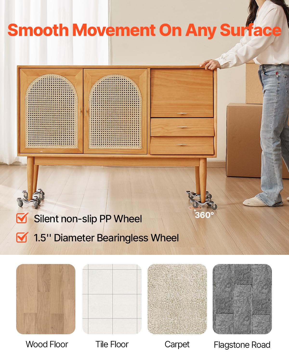 Foto 4 | Furniture Dolly Vevor, Paquete De 4 Unidades, 6 Pulgadas, Acero Tri-dolly, 440 Libras - Venta Internacional.