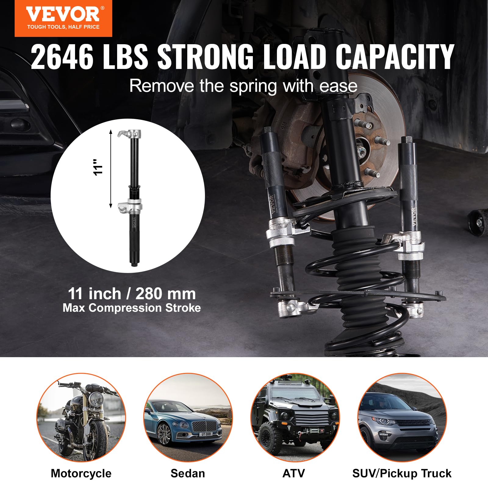 Foto 2 | Herramienta Compresora De Muelles Helicoidales Vevor 1200 Kg Macpherson Strut X2 - Venta Internacional.