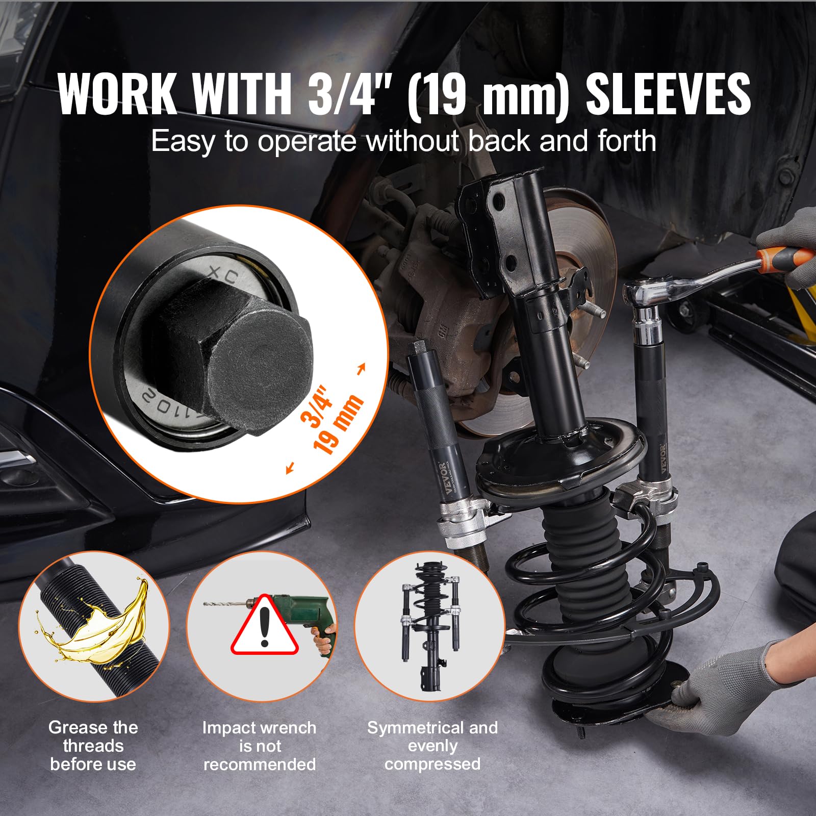 Foto 7 pulgar | Herramienta Compresora De Muelles Helicoidales Vevor 1200 Kg Macpherson Strut X2 - Venta Internacional.