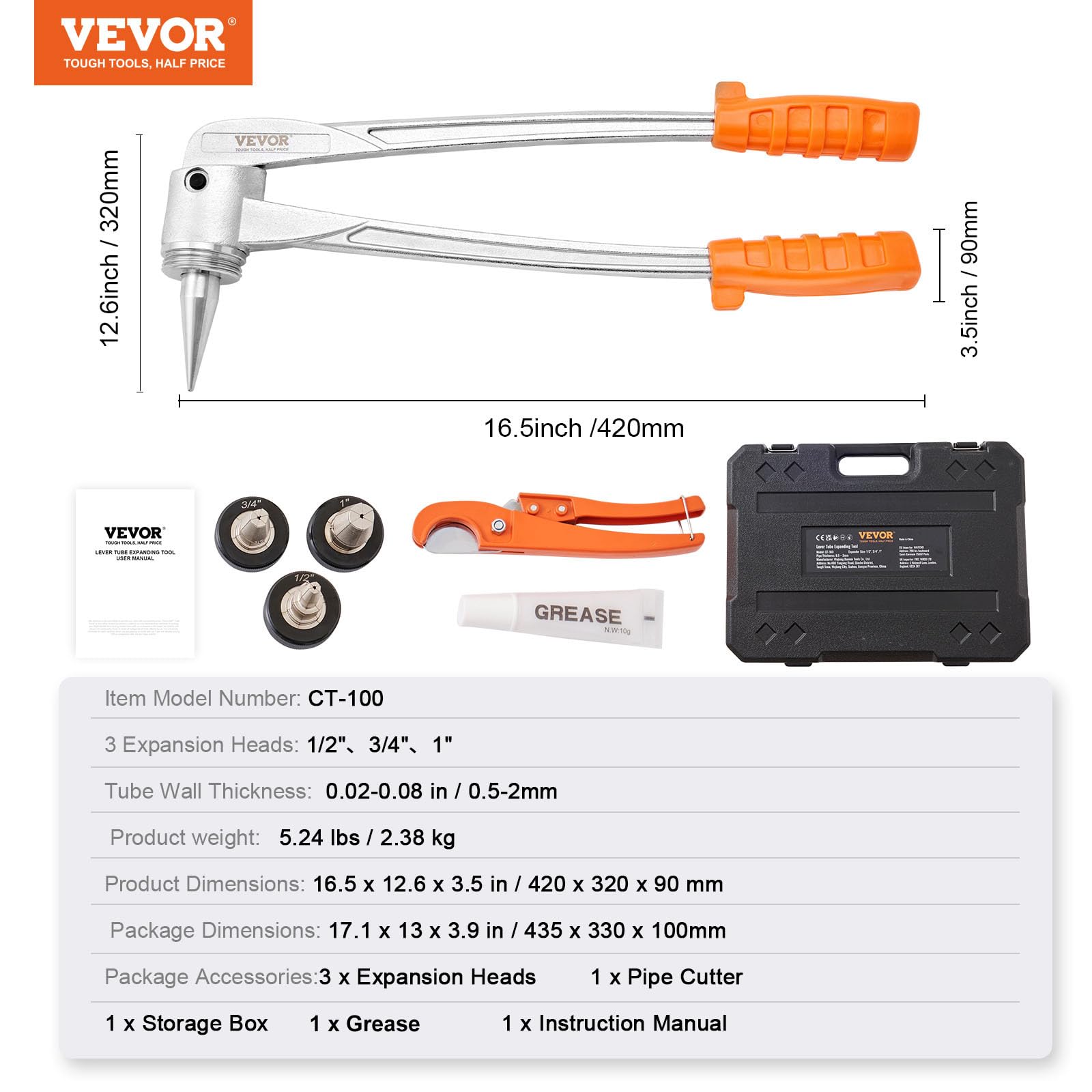 Foto 7 | Expansor De Tubos Vevor 1/2, 3/4, 1 Od Pex Con Cortador - Venta Internacional.