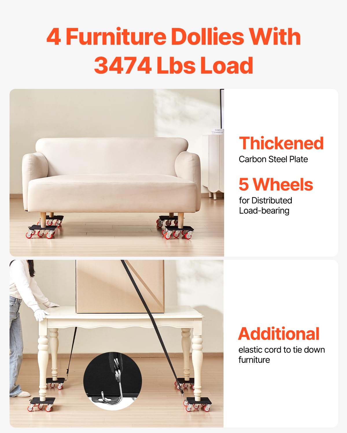 Foto 2 | Furniture Dolly Vevor, Carga Máxima De 1575 Kg Con 5 Ruedas - Venta Internacional.