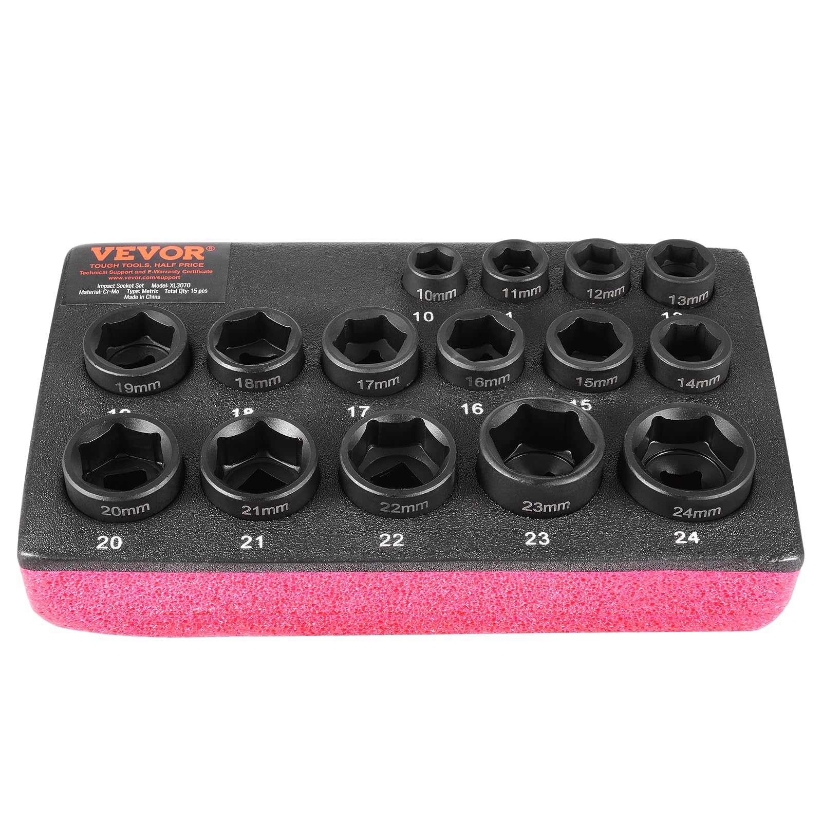 Foto 1 | Juego De Enchufes Vevor Drive Impact 3/8, 15 Piezas Métricas, 10-24 Mm - Venta Internacional.