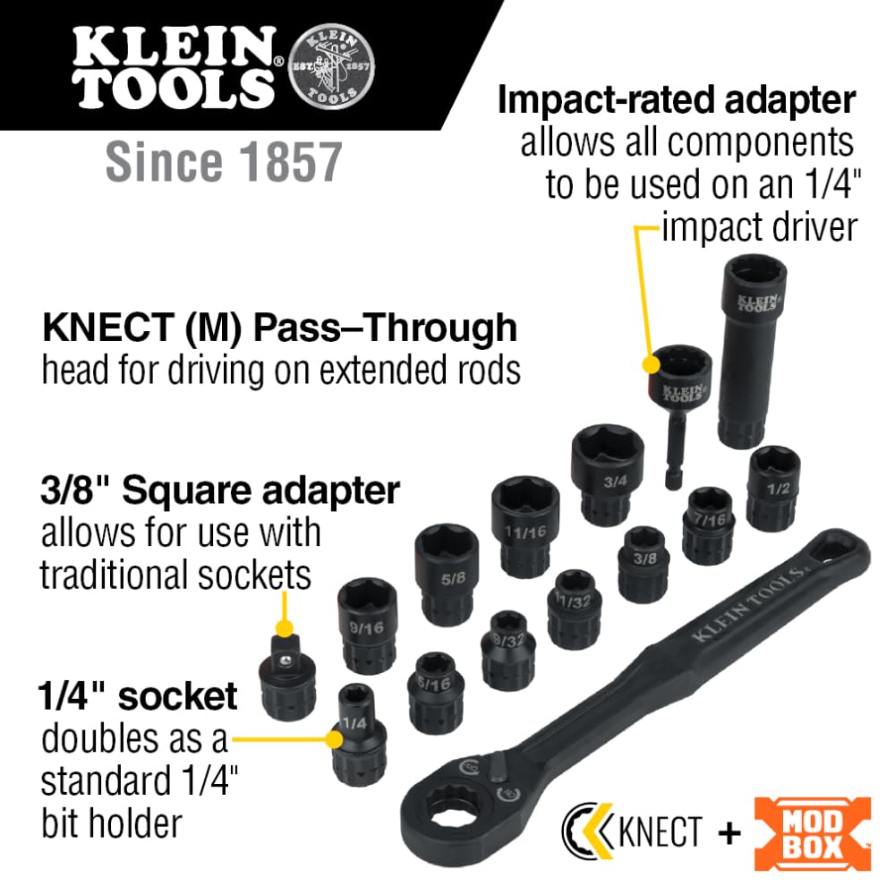 Foto 3 pulgar | Juego De Enchufes Klein Tools Knect 65400 De 15 Piezas Pass Through - Venta Internacional.