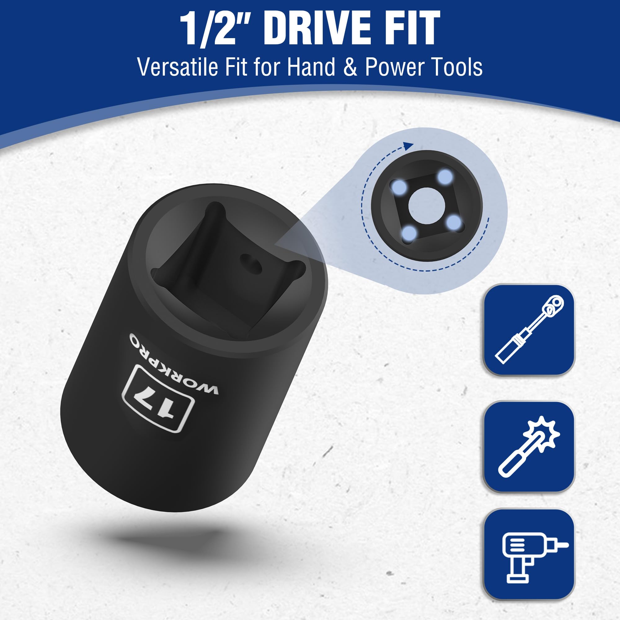 Foto 4 | Juego De Enchufes Workpro Drive Shallow Impact De 1/2 Pulgada, 14 Piezas - Venta Internacional.