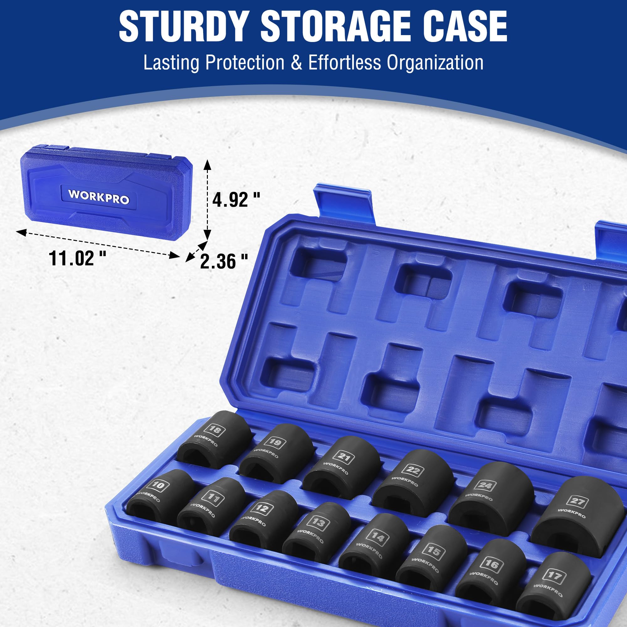 Foto 6 | Juego De Enchufes Workpro Drive Shallow Impact De 1/2 Pulgada, 14 Piezas - Venta Internacional.
