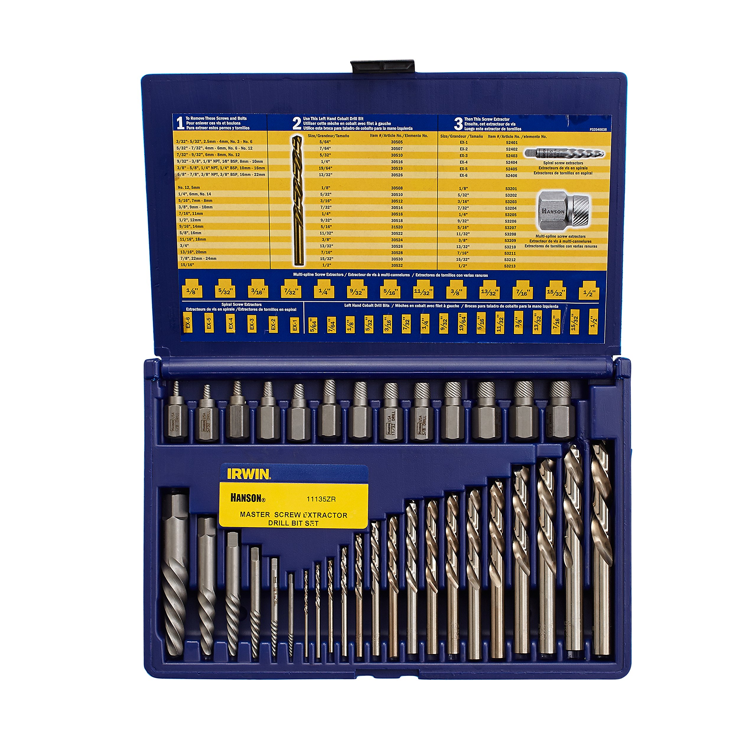 Foto 6 pulgar | Juego De Extractores De Tornillos Y Brocas Irwin Tools Hanson, 35 Piezas - Venta Internacional.