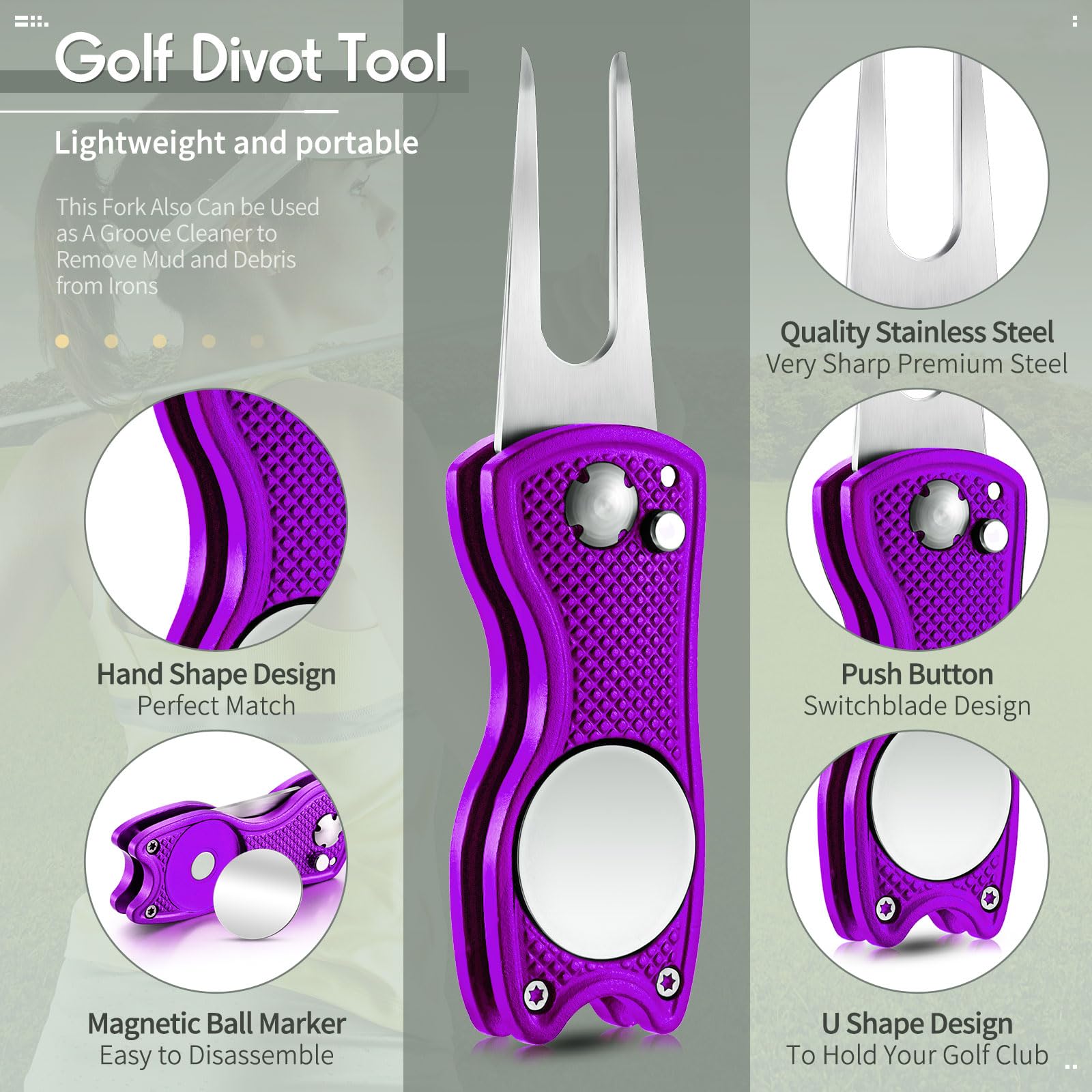 Foto 4 pulgar | Herramienta De Reparación Golf Divot Skylety Metal Con Marcador De Bolas, 4 Unidades - Venta Internacional.