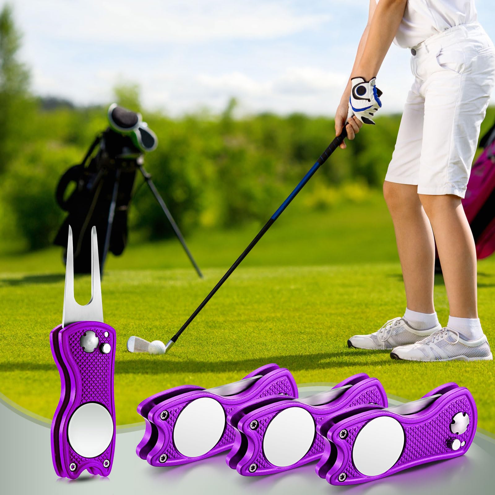 Foto 6 pulgar | Herramienta De Reparación Golf Divot Skylety Metal Con Marcador De Bolas, 4 Unidades - Venta Internacional.