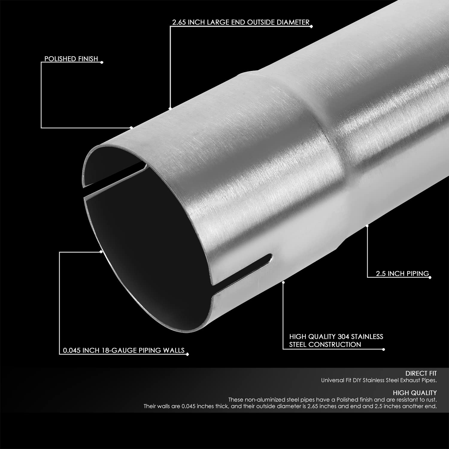 Foto 3 pulgar | Tubo De Escape Dna Motoring Ztl-pp-25-90-ss Con Curvatura De 90 Grados - Venta Internacional.