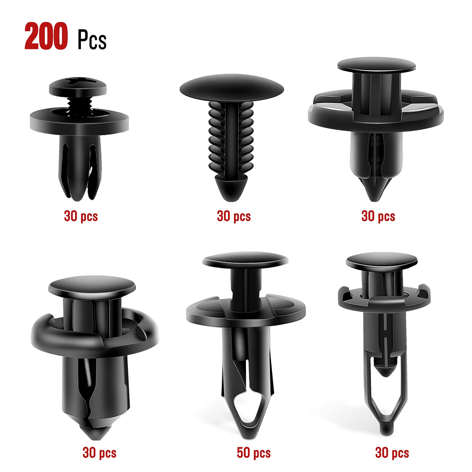 Foto 2 | Pinzas De Retención Para Coche Nilight, 200 Unidades, 6 Mm, 7 Mm, 8 Mm, 9 Mm, 10 Mm - Venta Internacional.