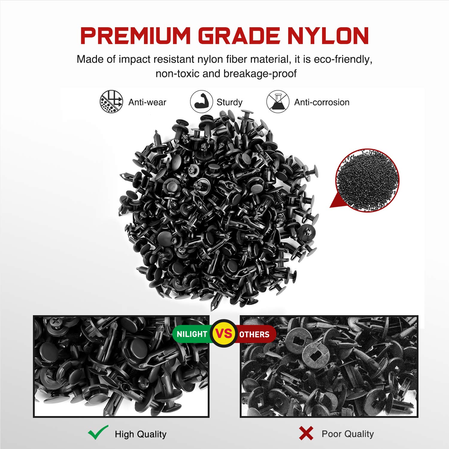 Foto 4 | Pinzas De Retención Para Coche Nilight, 200 Unidades, 6 Mm, 7 Mm, 8 Mm, 9 Mm, 10 Mm - Venta Internacional.