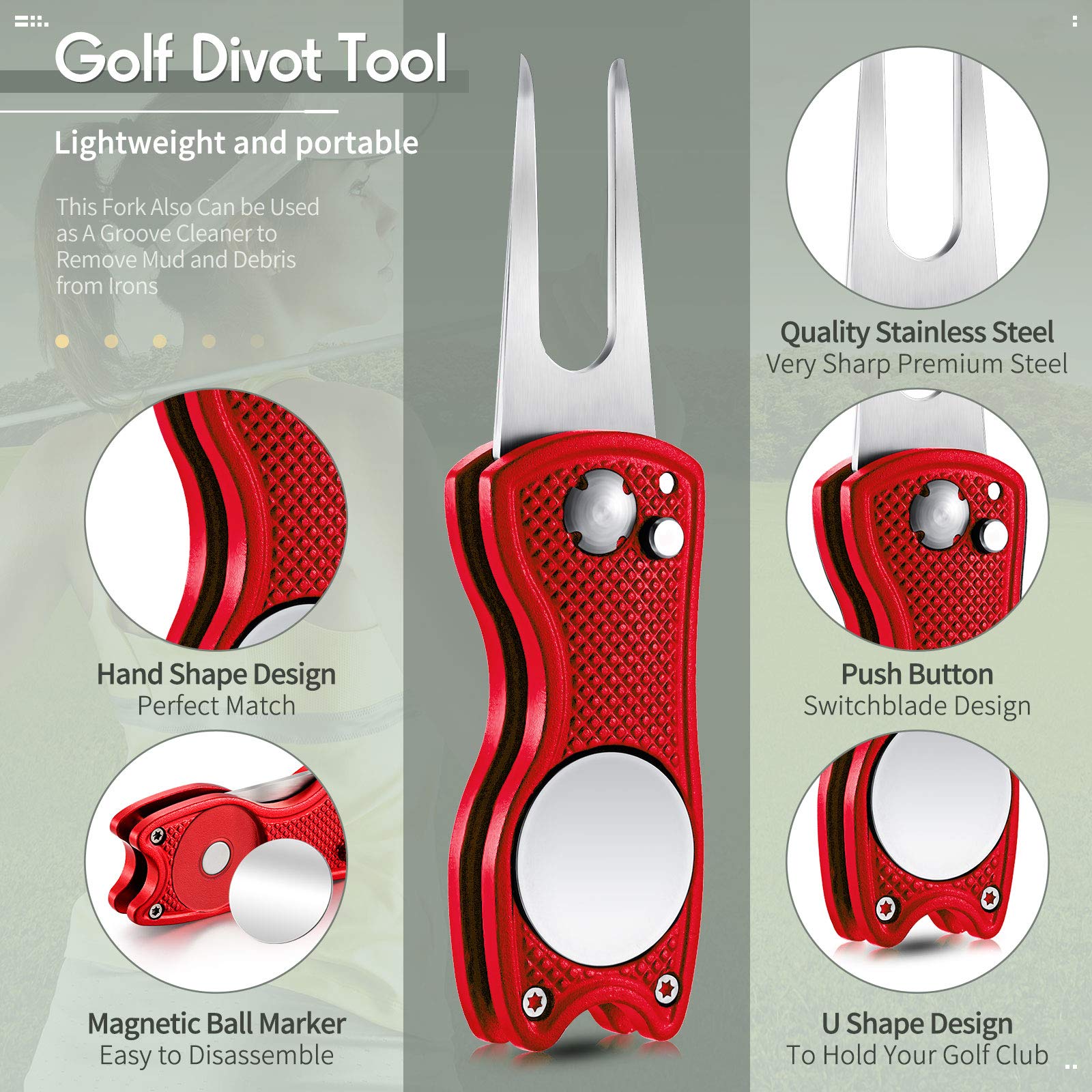Foto 4 pulgar | Herramienta De Reparación Golf Divot Skylety Metal Con Marcador De Bolas, 4 Unidades - Venta Internacional.