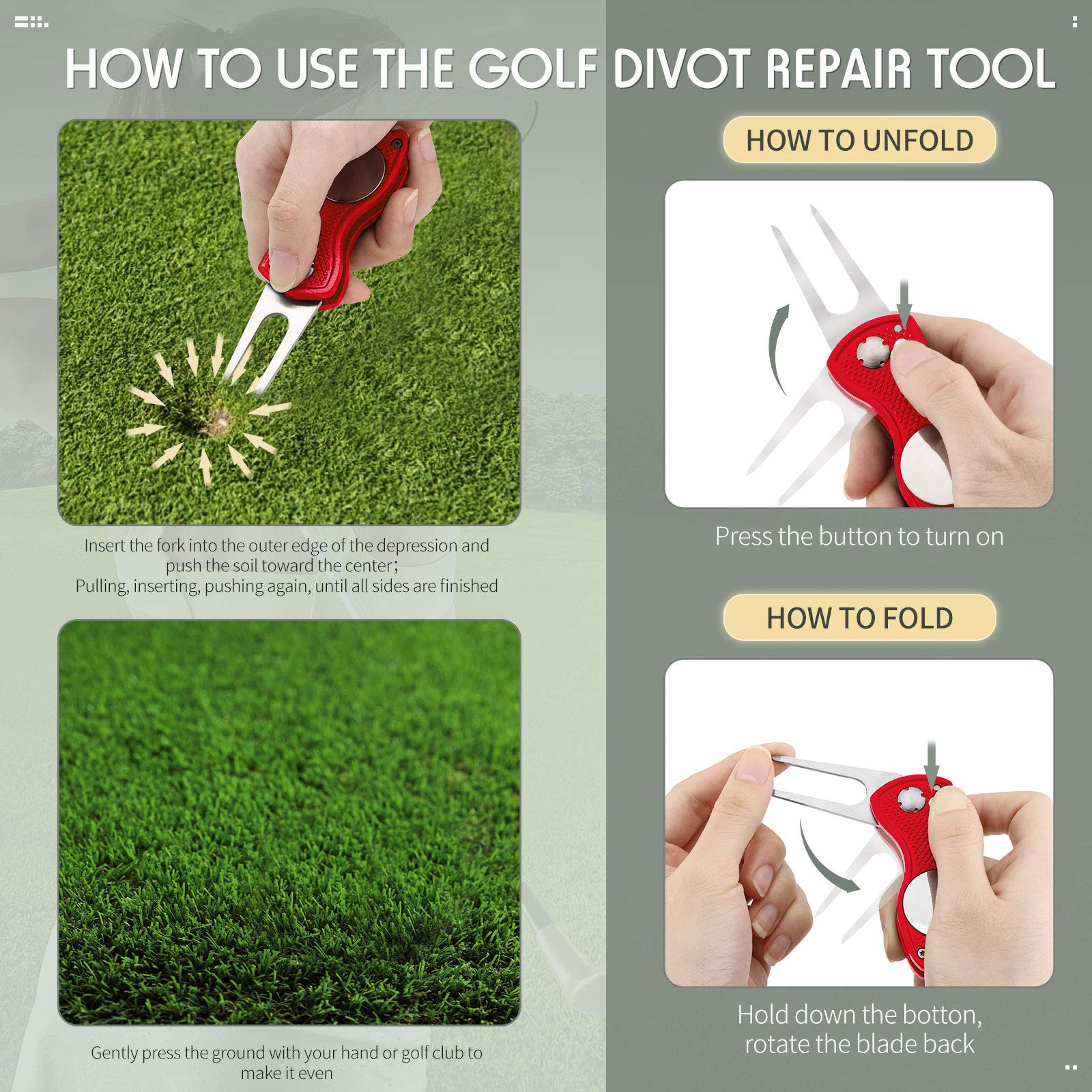 Foto 4 | Herramienta De Reparación Golf Divot Skylety Metal Con Marcador De Bolas, 4 Unidades - Venta Internacional.