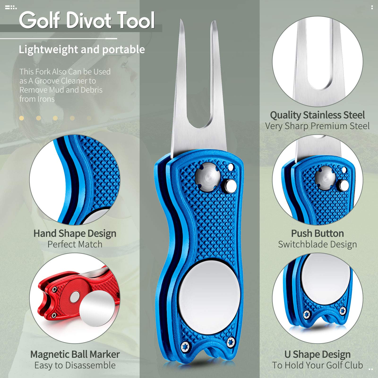 Foto 4 pulgar | Herramienta De Reparación Golf Divot Skylety Metal Con Marcador De Bolas, 4 Unidades - Venta Internacional.