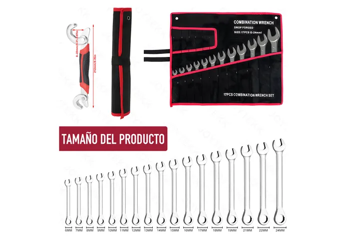 Foto 3 pulgar | Kit De Herramientas Mecánicas Xtellar De 18 Piezas Con Llaves De Matraca 6-24mm + Bolsa De Transporte