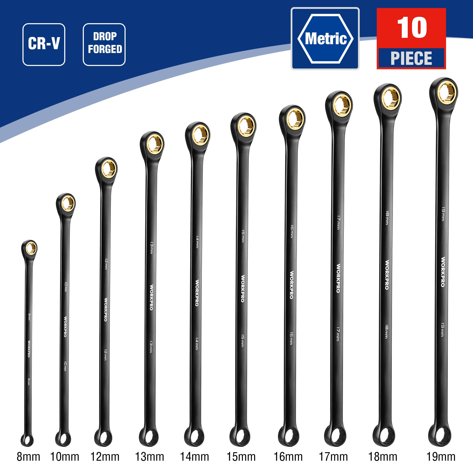 Foto 3 pulgar | Juego De Llaves De Trinquete Workpro Extralargas  10 Piezas  8-19 Mm - Venta Internacional.