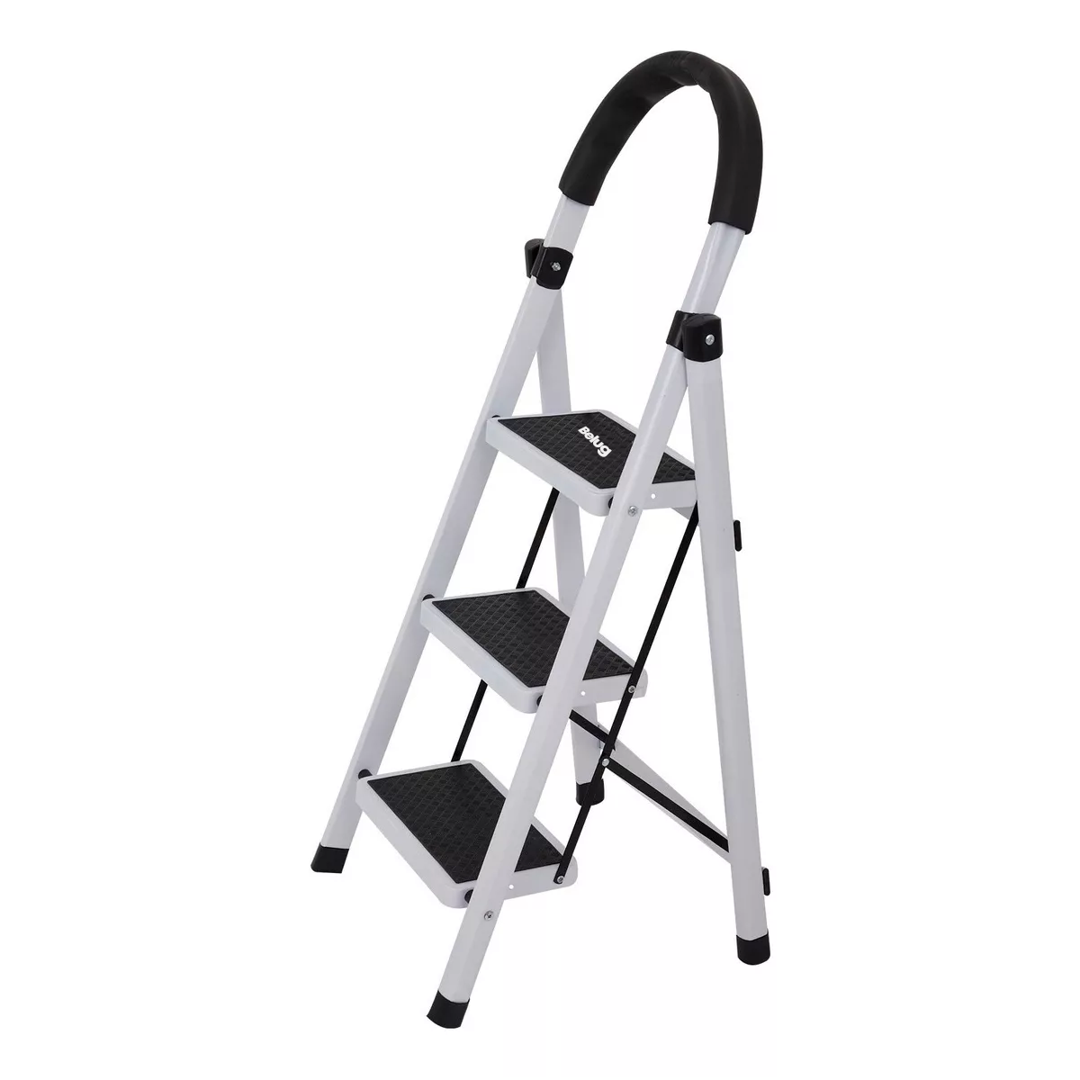 Escalera De Aluminio Belug Telescopica 3 Escalones, Color Blanco