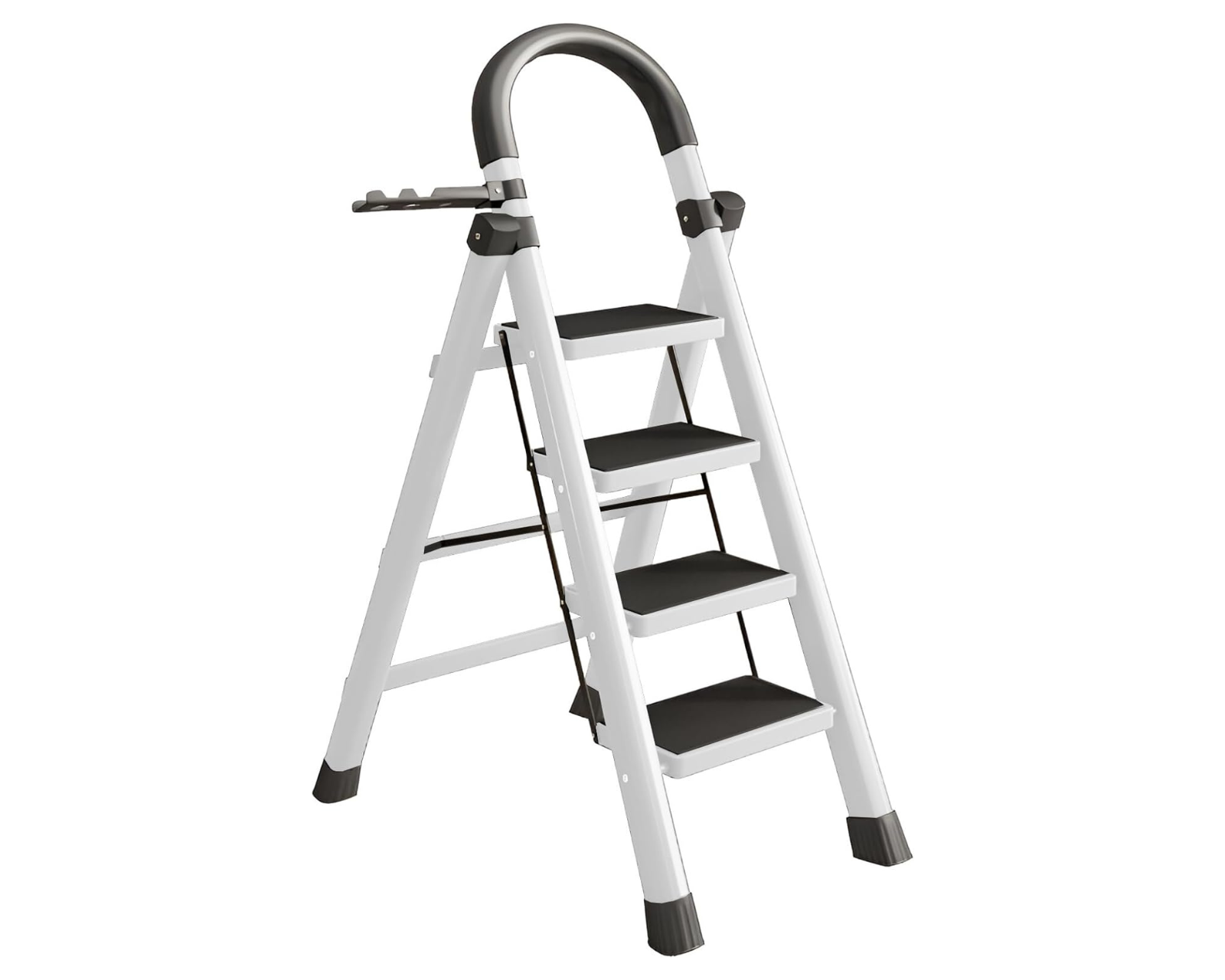 Escalera Plegable Multifuncional Tubular 4 Peldaños  Bluelander (blanca)