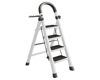 Foto 1 | Escalera Plegable Multifuncional Tubular 4 Peldaños Bluelander (blanca)
