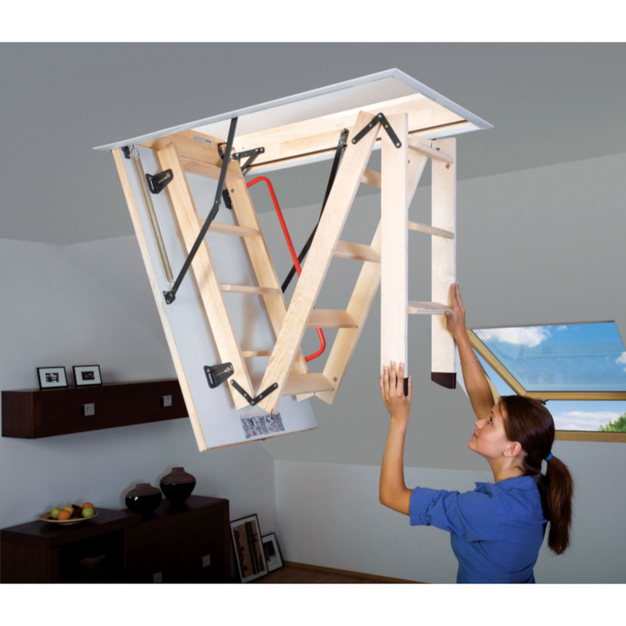 Foto 6 pulgar | Escalera Fakro de Ático Fabricada en Madera Estilo LWK Komfort Altura al Piso 305 CM Medidas del Hueco 70 CM X 130 CM