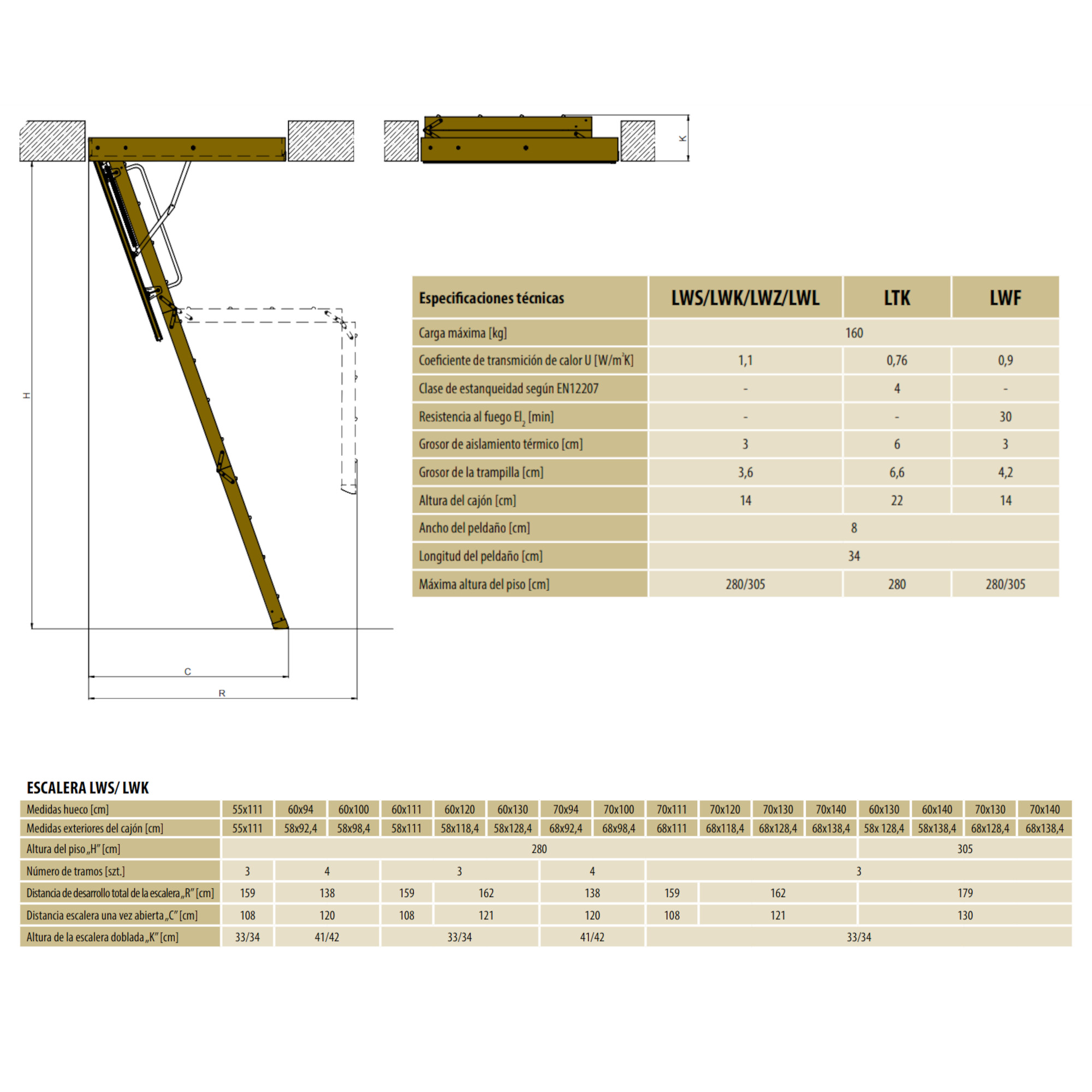 Foto 5 pulgar | Escalera de Ático Fakro Fabricada en Madera Estilo LWK Komfort Altura al Piso 305 CM Medidas del Hueco 60 X 130 CM