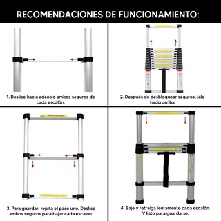 Foto 3 | Escalera Telescopica Kecompras de Aluminio