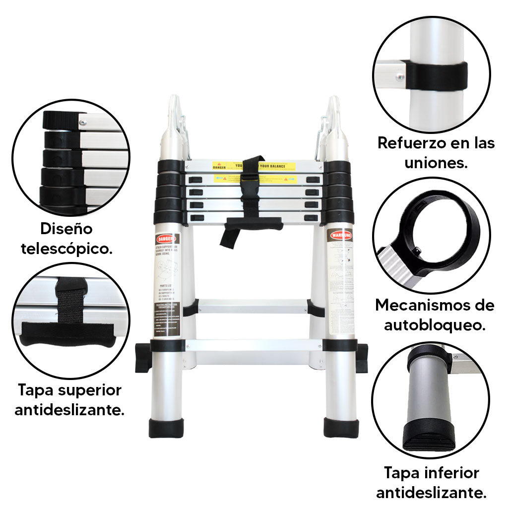 Foto 4 pulgar | Escalera Telescopica Kecompras de Aluminio