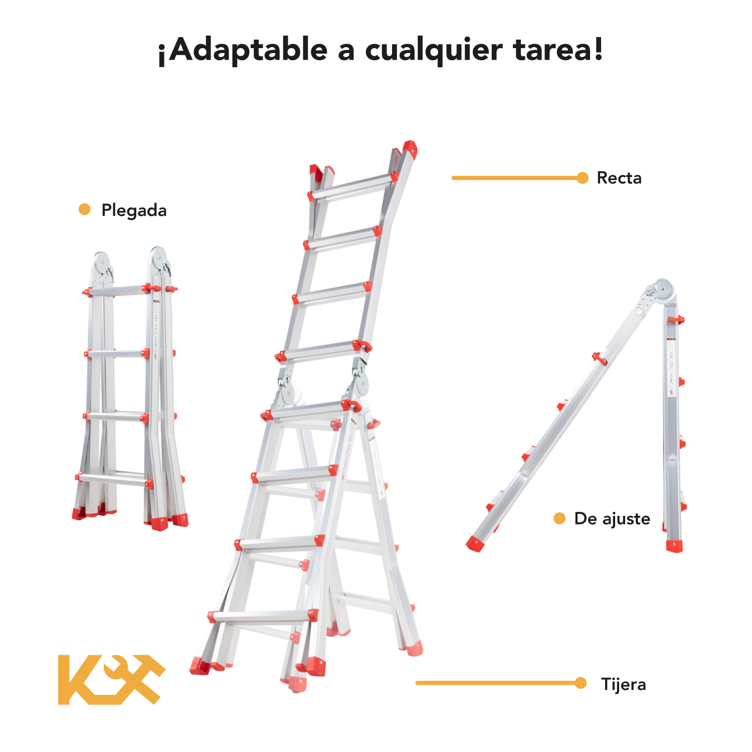 Foto 4 pulgar | Escalera Plegable De Aluminio 4m Telescopica Multiposiciones
