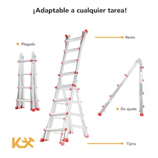 Foto 3 | Escalera Plegable De Aluminio 4m Telescopica Multiposiciones