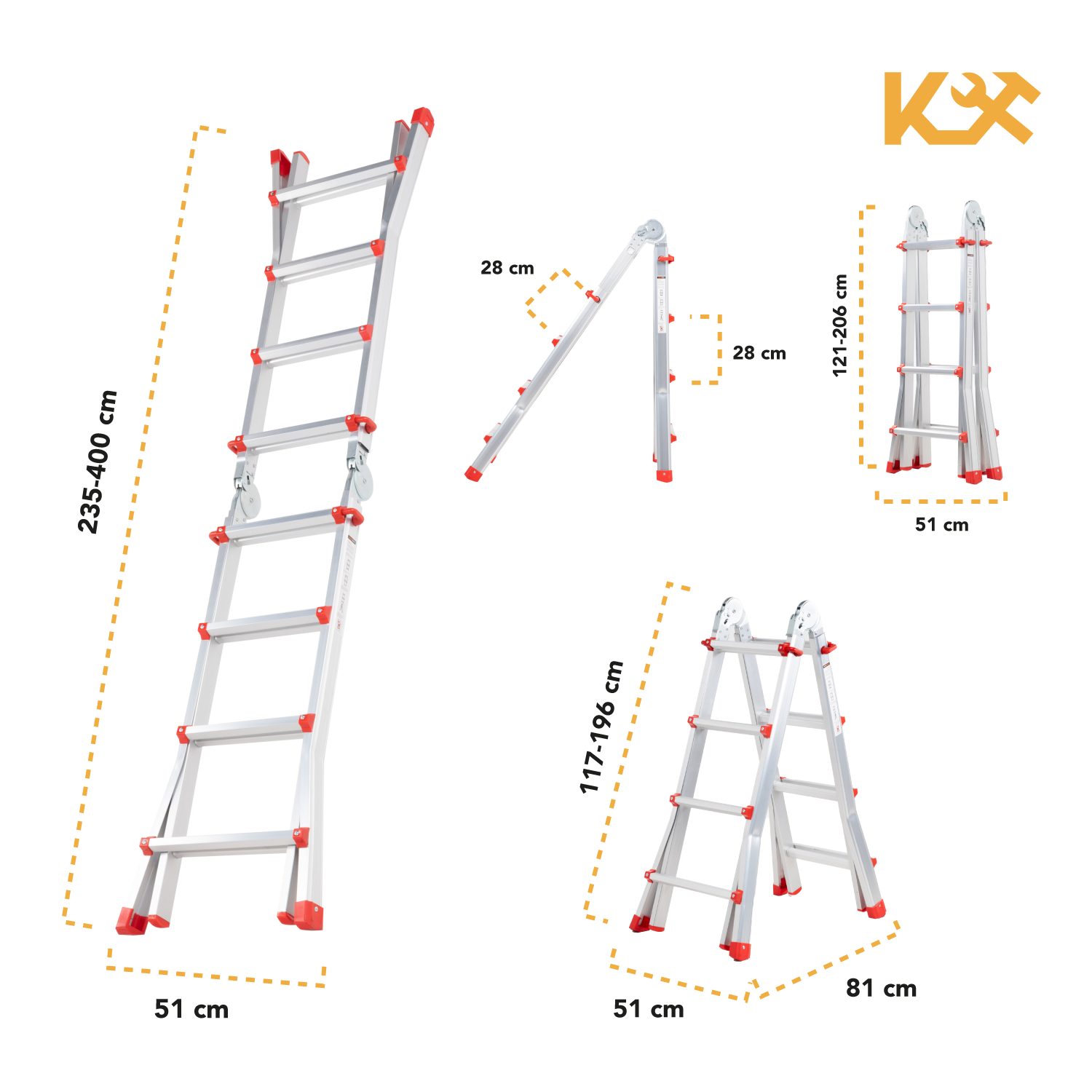 Foto 5 | Escalera Plegable De Aluminio 4m Telescopica Multiposiciones