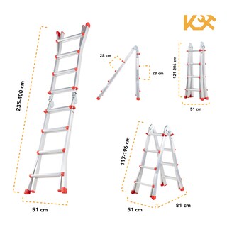 Foto 5 | Escalera Plegable De Aluminio 4m Telescopica Multiposiciones