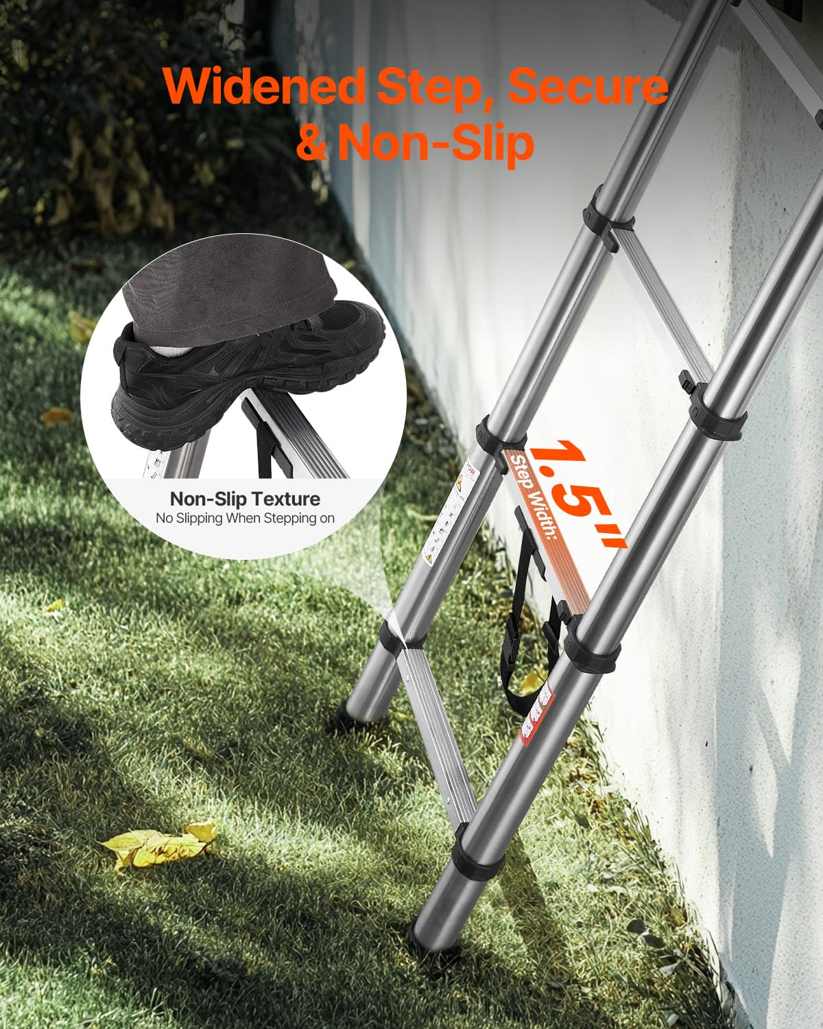 Foto 4 pulgar | Escalera Telescópica Vevor, Acero Inoxidable, 13 Peldaños, 5 M, 170 Kg - Venta Internacional.