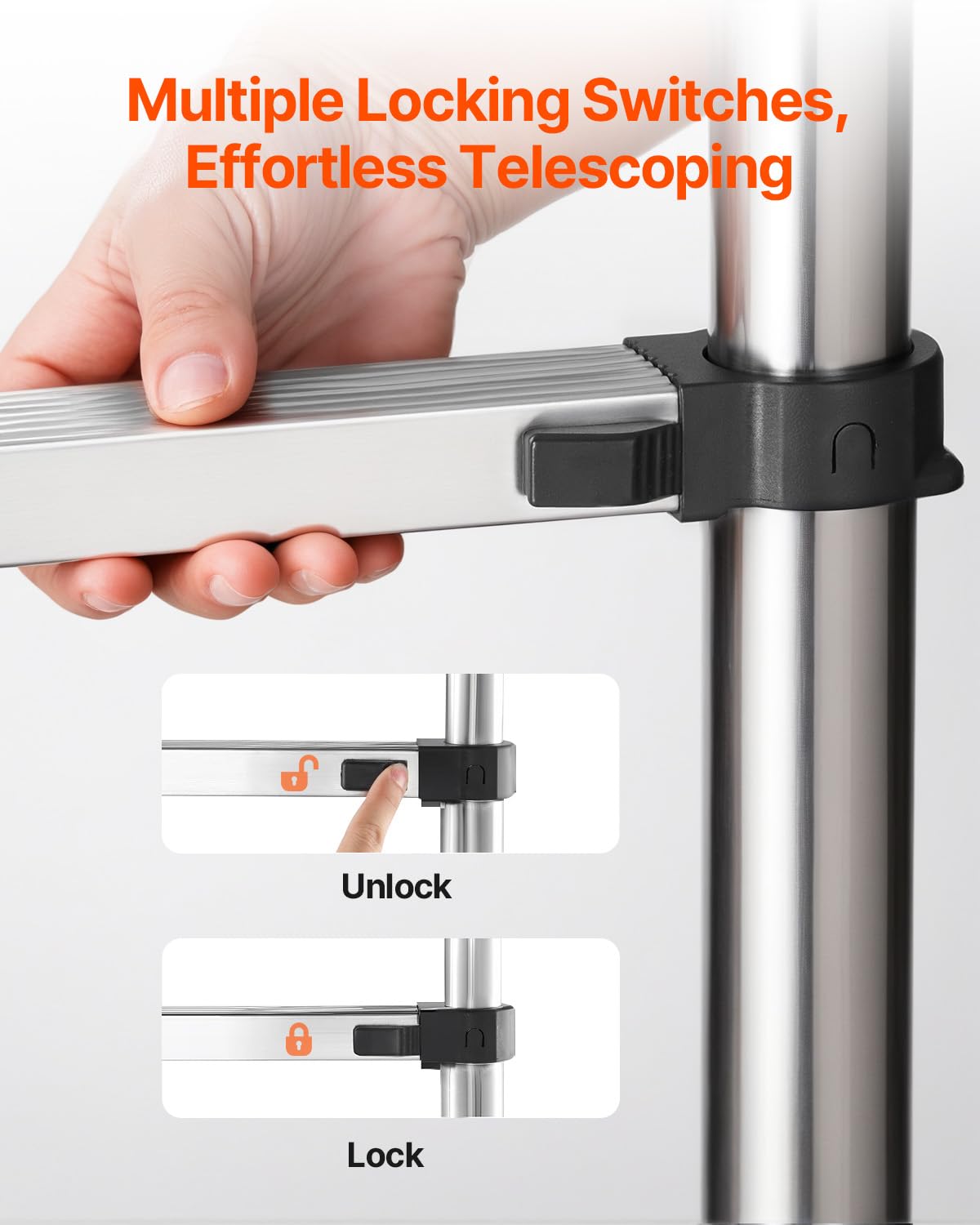 Foto 4 | Escalera Telescópica Vevor, Acero Inoxidable, 13 Peldaños, 5 M, 170 Kg - Venta Internacional.