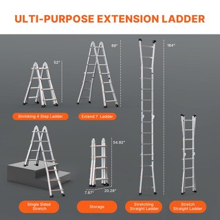 Foto 4 | Escalera Telescópica Con Marco Tipo A Vevor, 15 Pies, Compacta, Aluminio, 330 Libras - Venta Internacional.