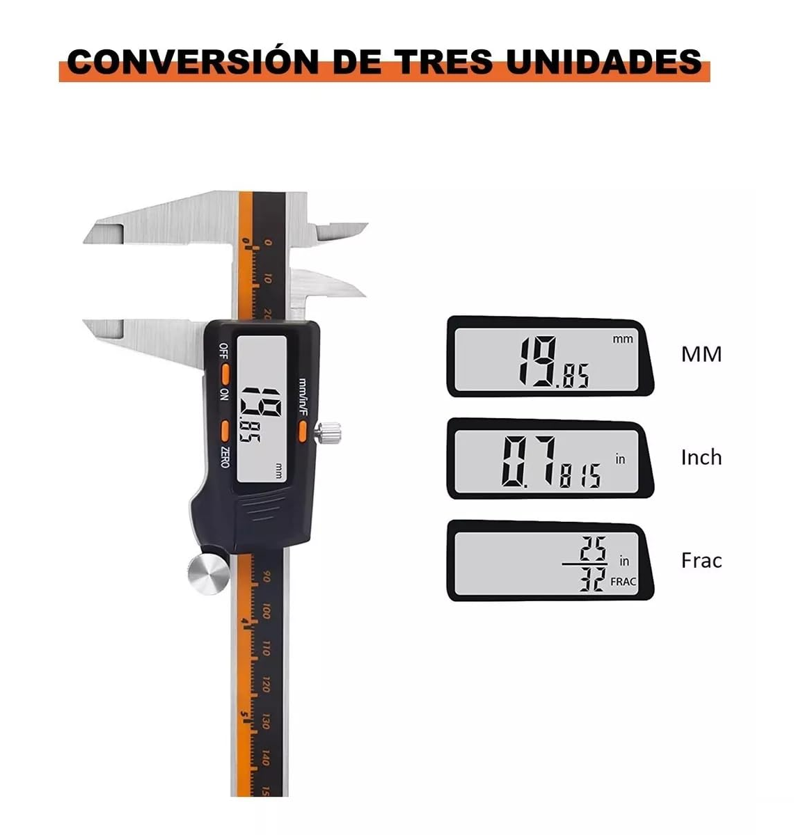 Foto 4 pulgar | Calibrador Digital BELUG Lcd Pie Rey Acero Al Carbono Negro con Naranja