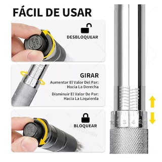 Foto 2 | Torquímetro De Trueno Llave Dinamométrica Eo Safe Imports Esi-12368 Plata