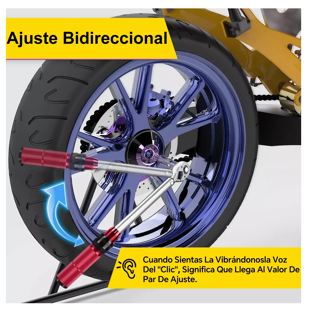 Foto 2 | Llave Dinamométrica 3/8'' Doble Dirección con Hebilla para Mantenimiento de Bicicletas y Motocicletas