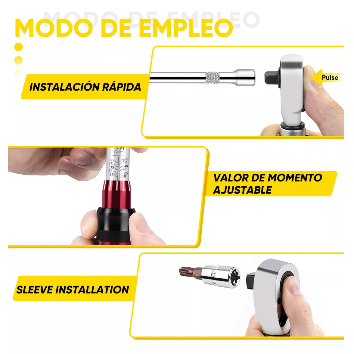 Foto 5 | Llave Dinamométrica 3/8'' Doble Dirección con Hebilla para Mantenimiento de Bicicletas y Motocicletas