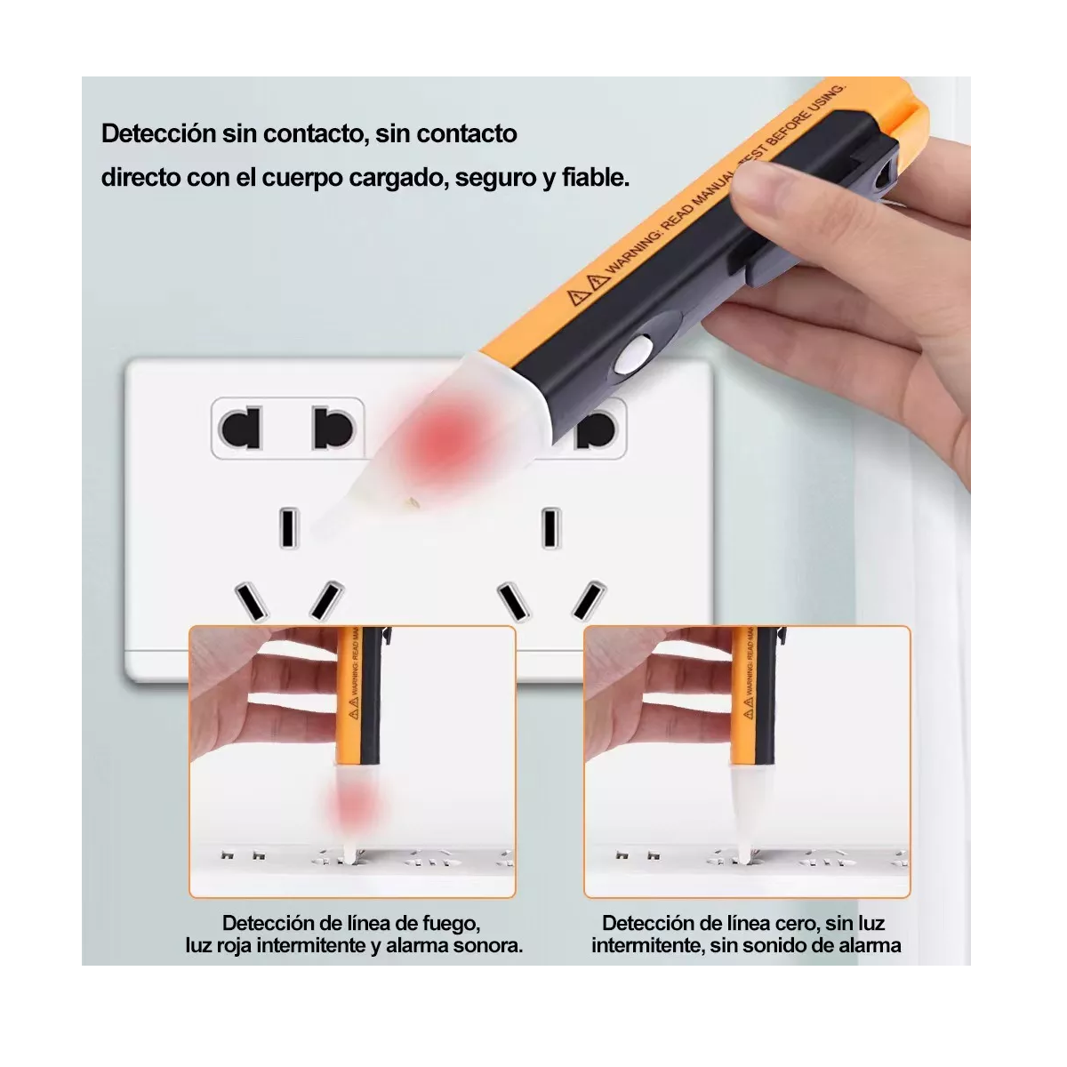 Foto 3 | Lápiz Detector de Voltaje sin Contacto con Linterna y Zumbador Rango de 90-1000V AC