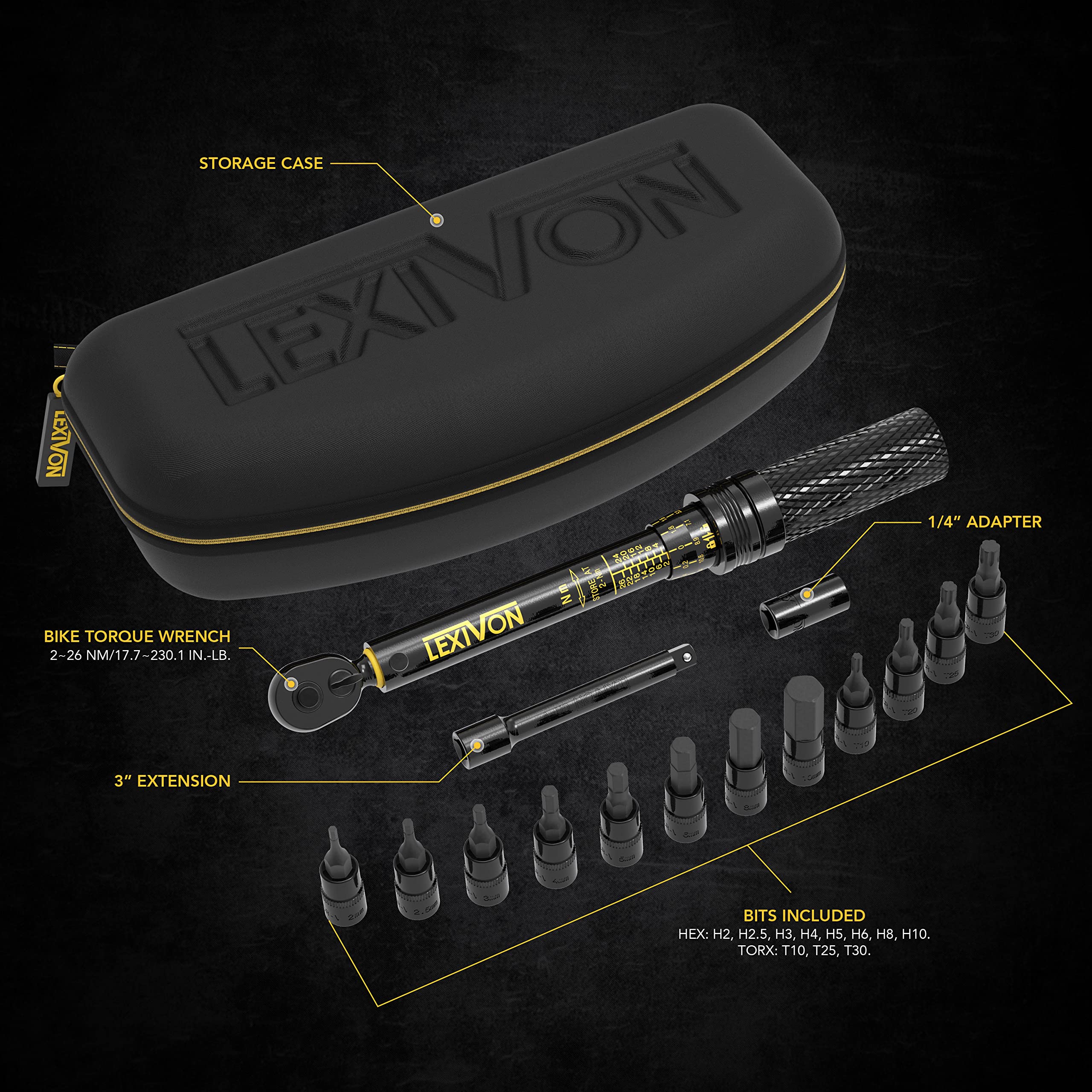 Foto 4 pulgar | Llave Dinamométrica Lexivon Bike 1/4'' Dr., 15 Piezas, 2-26 Nm - Venta Internacional.