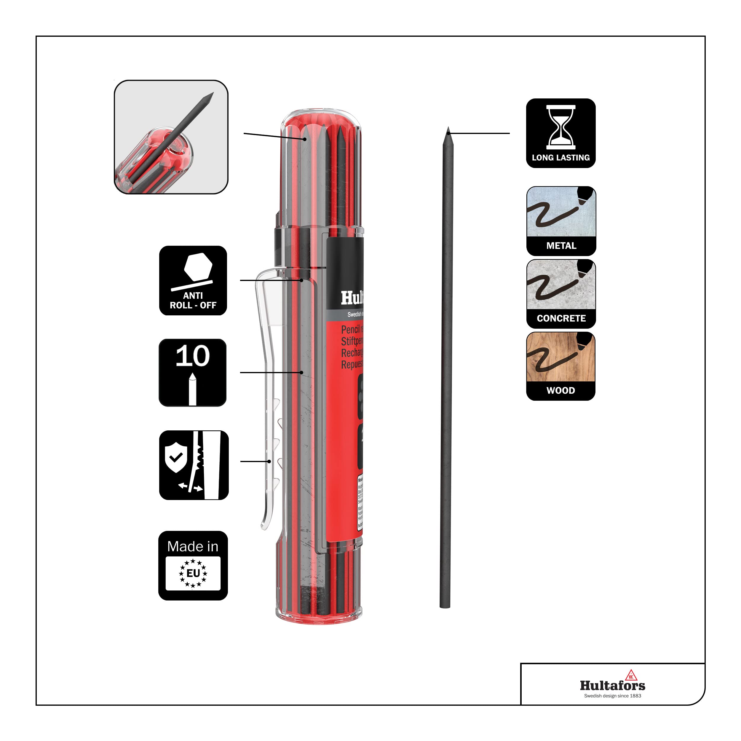 Foto 4 pulgar | Recambios Para Rotuladores Secos Hultafors Tools 650110 Hrd G* Graphite - Venta Internacional.